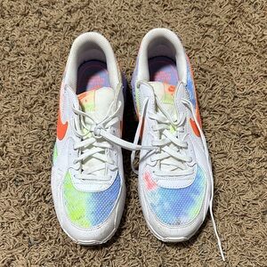 Nike White and Orange Tie-Dye Sneakers